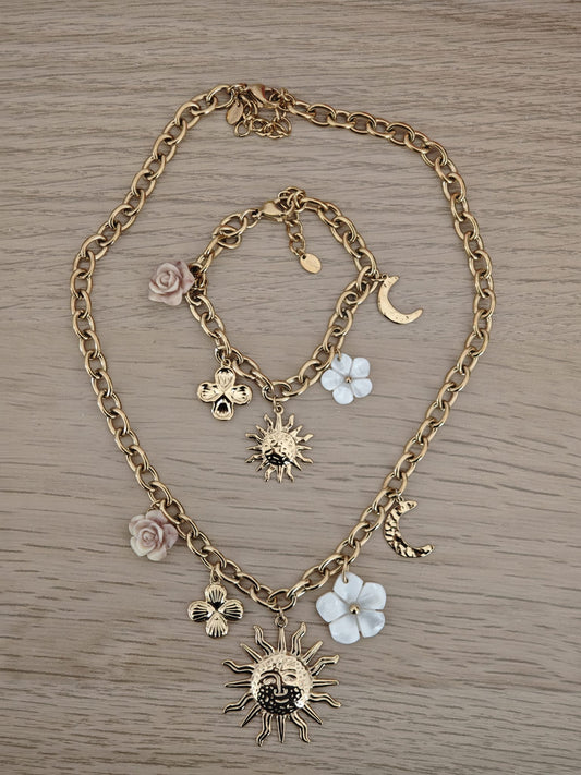 Parure Rose (Collier & Bracelet)